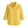 thumbnail image 7 of Siminsem Womens Loose Long Sleeve Shirt Fashionable Elegant Top for Daily Casual Wear Lightweight Flowy Blouse Spring Fall, Yellow, L, 7 of 7