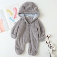 thumbnail image 6 of GYRATEDREAM Baby Toddler Boys Girls Fleece Hooded Romper Kids Winter Outwear Jumpsuit Snowsuit Bear Ear Outfits for 6M Gray, 6 of 8