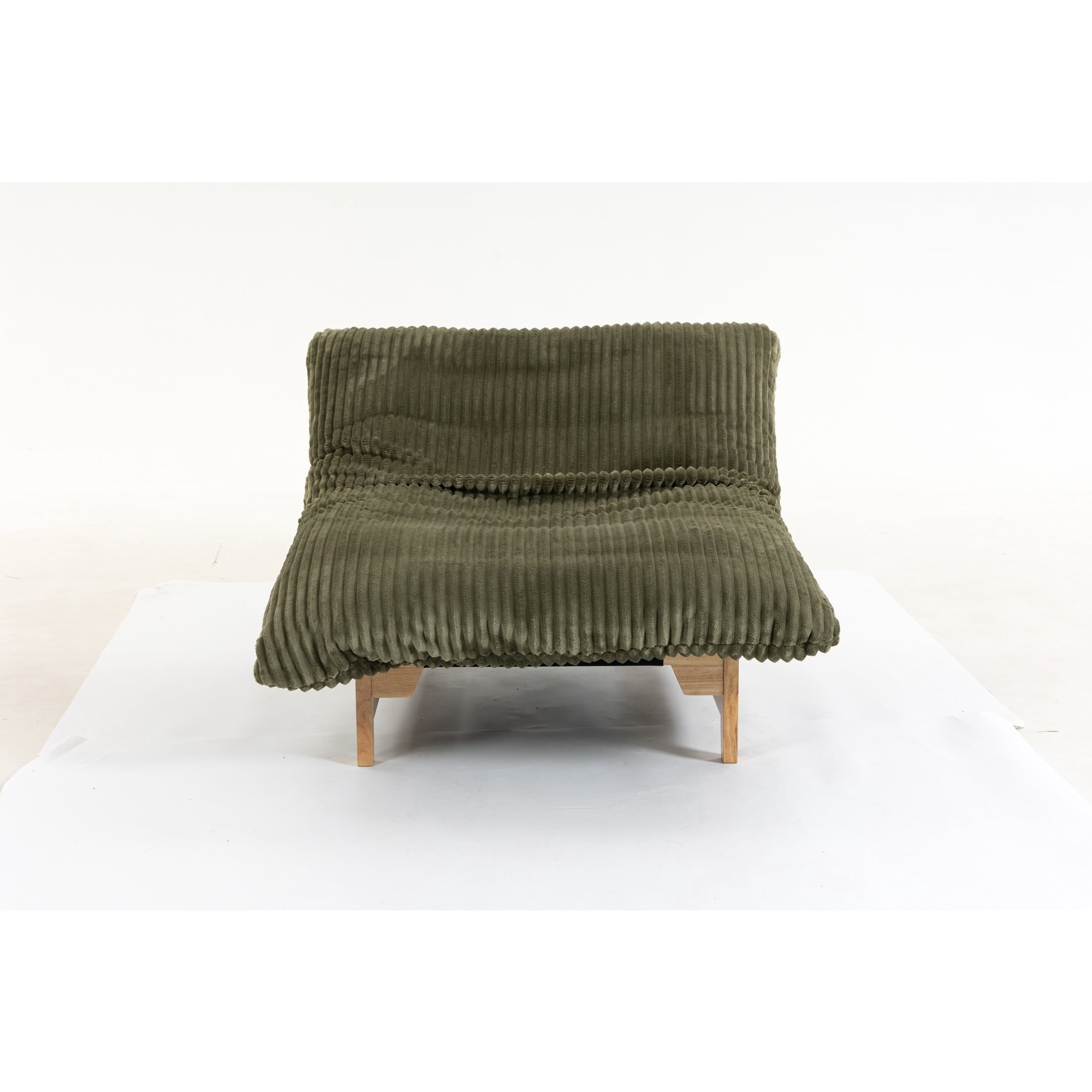 GDF Studio Floren Corduroy Bean Bag Accent Chair with Solid Wood Frame, Lazy Sofa for Living Room, Green