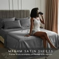 MR&HM Satin Bed Sheets, Full Sheets Set, 4 Pcs Silky Bedding Set, Dark