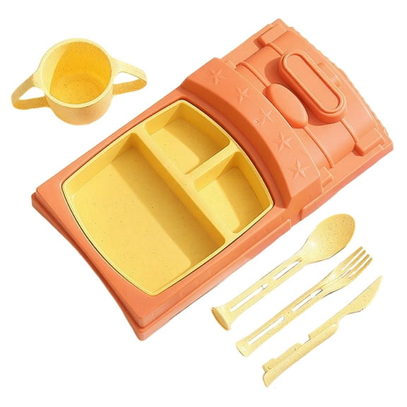 Car Shaped Tableware Set with Cutlery and Cup - Ideal for Kitchen and Dining Featuring Separate Plates for Kids' Dining Experience - Dinner Tray for Boys and Girls
