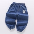 thumbnail image 4 of UJNDER Girls Denim Pants Lightweight Soft Loose Fit Casual Long Trousers for Toddler and Kids with Comfortable Fabric Girls Pants,Dark Blue,5-6 Years, 4 of 6