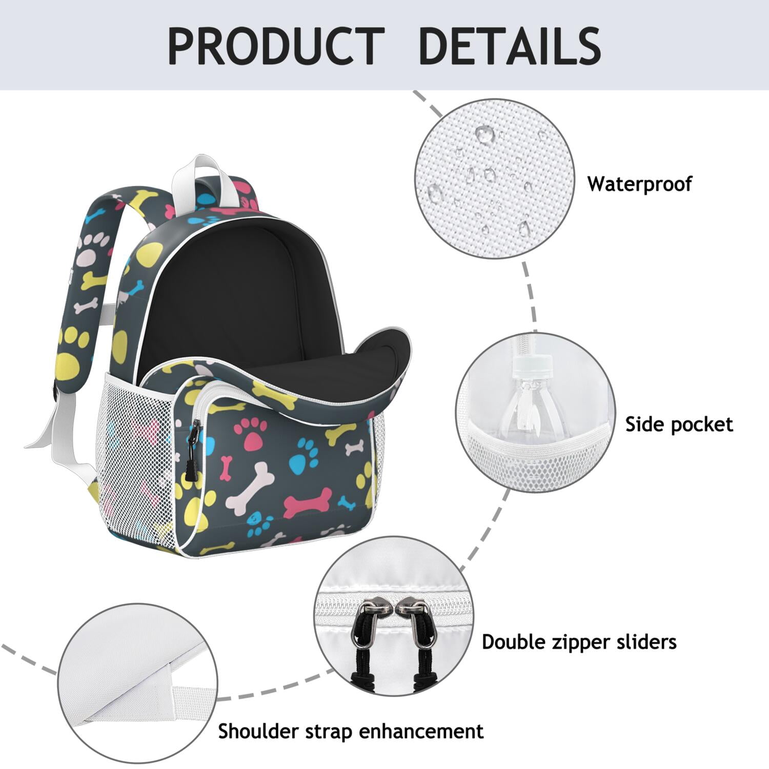 Cool Pet Background Dog Paw Backpack for School,Cute School Bag,Schoolbag with Adjustable Shoulder Straps & Padded Back,15"x11.42"x5.5"