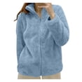 thumbnail image 1 of MKLEKYY Veste Marron pour Femmes Veste Unie Col à Fermeture à Glissière Confortable, 1 of 3