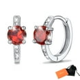 thumbnail image 1 of Pendientes de aro de plata de ley con piedras natales Silvora para mujer. Diamantes creados. Delicada joya de regalo para cumpleaños o Navidad, 1 of 8