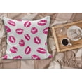 thumbnail image 2 of Kiss Fluffy Throw Pillow Cushion Cover, Vibrant Colored Lipstick Kiss Print Smooch Abstract Hot Pink Grungy Look Feminine, Decorative Square Accent Pillow Case, 40" x 40", Fuchsia White, by Ambesonne, 2 of 5