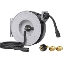 Giraffe Tools Retractable Power Pressure Washer Hose Reel 1/4" x 65 ft, 3200PSI, Replaceable Hoses, Wall/Floor Mounted