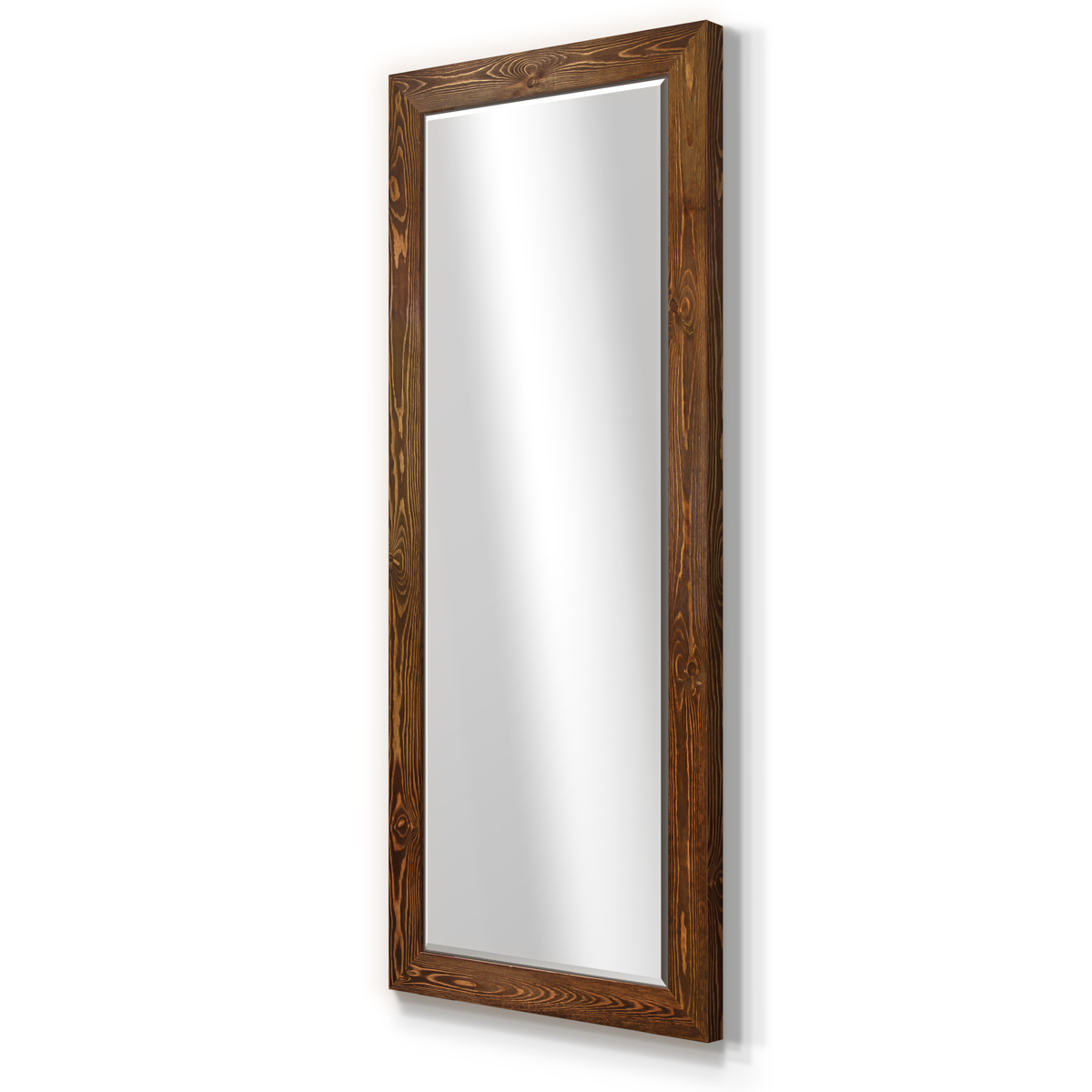 25 in. W x 61 in. H Framed Rectangle Beveled Edge Wood Full Length Mirror in Maple