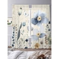 thumbnail image 3 of Spring Blue Floral Sheer Curtains 84 Inch Length 2 Panels Set, Vintage Garden Wildflowers Botanical Voile Window Treatment Rod Pocket Curtains Sheers Drapes for Bedroom/Living Room/Kitchen 52"x84"x2, 3 of 7