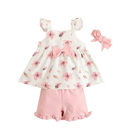

Livingsenburg Toddler Baby Girl Halter Ruffle Crop Top Vest Tank Tee Short Pants