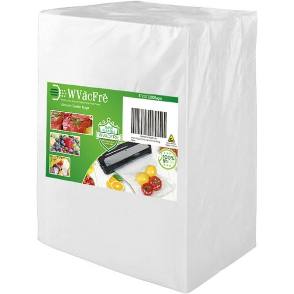 WVacFre 200 Quart 8 x 12 inch Vacuum Sealer Bags Vacuum Cleaners Seal Bags Food Saver Bags Seal a Meal Bags Pre-cut Reusable Vacuum Seal Bags for Food