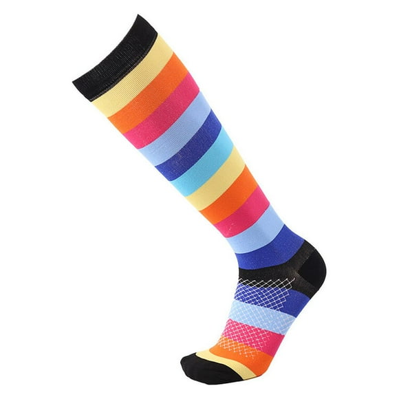 letairis Chaussettes de Compression Bas de Course Hauteur Genou Protecteur de Mollet Antidérapant Sports Extérieurs Imprimé Fleur Cactus Casse-Tête/S/M Rayures/l/TG