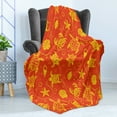 thumbnail image 4 of Orange Soft Flannel Fleece Throw Blanket, Swimming Turtles and Crabs with Seashells Bubbles and Starfish Tropical, Cozy Plush for Indoor and Outdoor Use, 50" x 70", Burnt Orange Yellow, by Ambesonne, 4 of 5