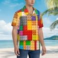 thumbnail image 2 of Lsque Colorful Plastic Blocks Pattern pattern Hawaiian Shirt for Men, Unisex Summer Beach Casual Short Sleeve Button Down Shirts-Small, 2 of 9