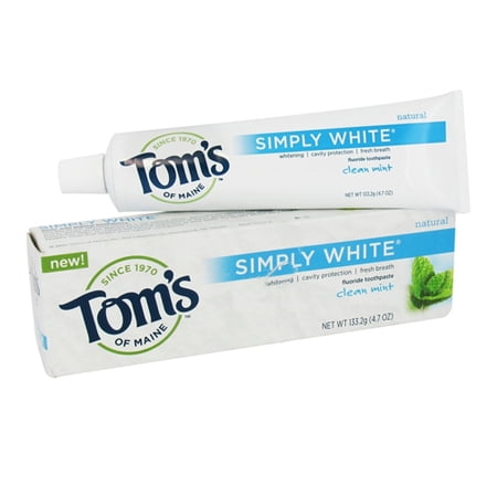 Toms Of Maine Simply White Natural Flouride Toothpaste, Clean Mint - 4.7 Oz