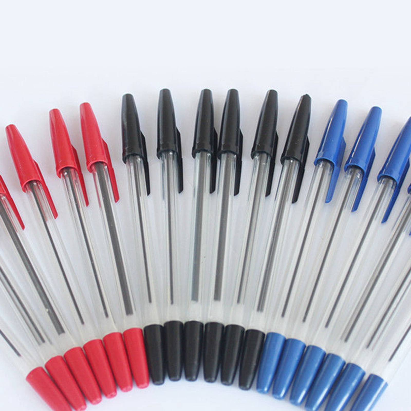Ballpoint Pen 12/24/50/100Pcs Office Point Pen with Refills, Blue/Black/Redness Inks, Writing Pen