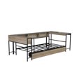 thumbnail image 5 of Corner Twin Bed Frame with Bookcase Headboard, 2 Underbed Storage Drawers, LED Lighting and Charging Station, Reversible Daybed Design for Small Spaces, Grey, 5 of 9