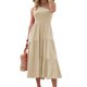 thumbnail image 5 of Vestido midi con gradas para fiesta en la playa con volantes de color sólido, sin mangas, estilo bohemio, de verano para mujer (albaricoque), M, 5 of 6