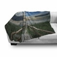 thumbnail image 3 of Beach Soft Flannel Fleece Blanket, Entry to the Beach with Leading Handrails Surrounded by Bushes Sunrise Cloudy Weather, Cozy Plush for Indoor and Outdoor Use, 70" x 90", Multicolor, by Ambesonne, 3 of 6