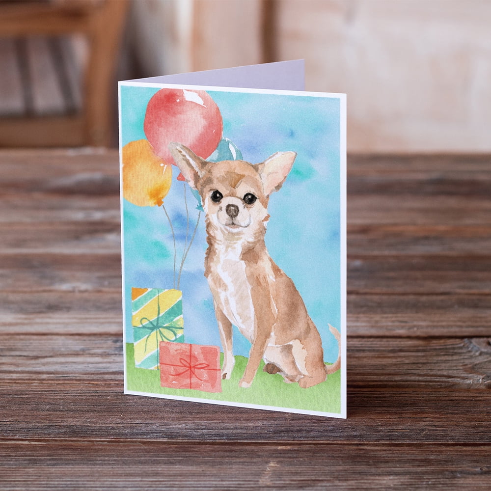 Happy Birthday Chihuahua Greeting Cards and Envelopes Pack of 8