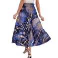 thumbnail image 4 of Womens Maxi Skirt Drawstring High Waisted Summer Long Skirts Lightweight Tiered Flowy Floral Pleated Skirts Light Purple M, 4 of 5
