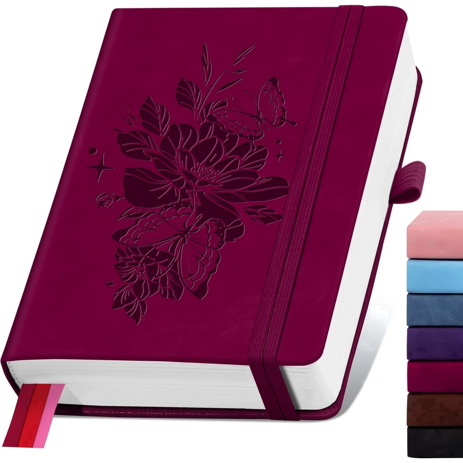 Lined Journal Notebook, 365 Pages, A5 Leather Journal for Writing, Hardcover Notebook with 100GSM Thick Paper, College Ruled, Daily Journal for Women & Men, Travel, Work, School, Note Taking,