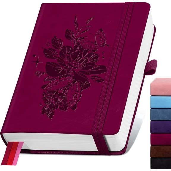 Lined Journal Notebook, 365 Pages, A5 Leather Journal for Writing, Hardcover Notebook with 100GSM Thick Paper, College Ruled, Daily Journal for Women & Men, Travel, Work, School, Note Taking,