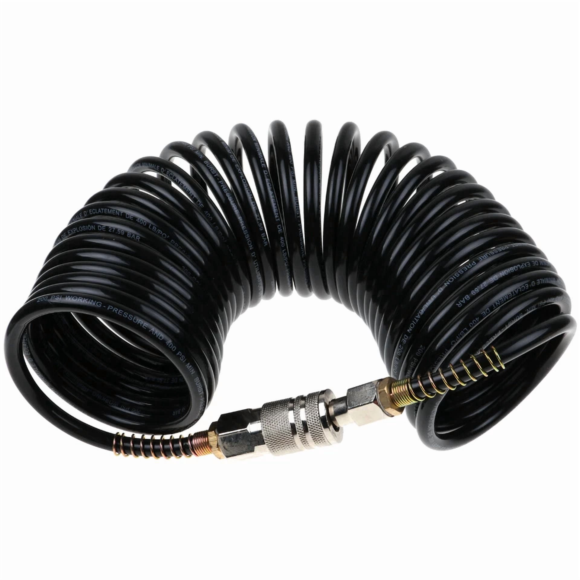 CIRCLE- Air Hose 25Ft 1/4 Rubber Air Compressor Hose Quick Coupler Fittings 200Psi