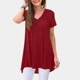 thumbnail image 2 of OSOLU Solid Color Women Casual Short Sleeve V-Neck T-Shirt Tshirts Tee Tops Trendy Dailywear, 2 of 5