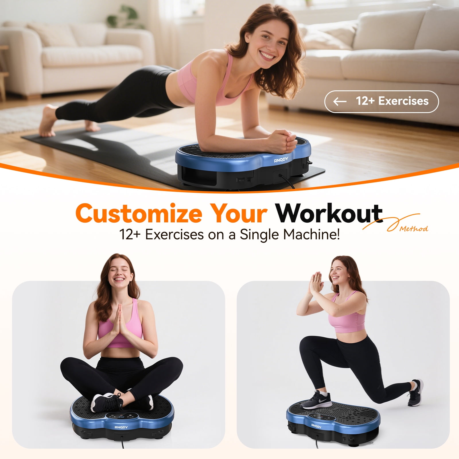 Anqdy Vibrating Platform Exercise Machine Clearance Compact Whole Body Vibration Plate Improve Body Fat Density