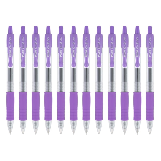 Bolígrafo de gel PILOT G2 retráctil de punta extrafina, color morado, 0,5 mm