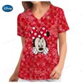 thumbnail image 3 of Blusa de trabajo de enfermera con estampado de Mickey Mouse de Disney, uniformes médicos, uniforme de enfermera de atención médica, manga corta, cuello en V para mujer, 3 of 5
