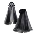 thumbnail image 4 of Adult Sheer Cape with Hood Double Layer Mesh Halloween Cosplay Costume Cloak, 4 of 6