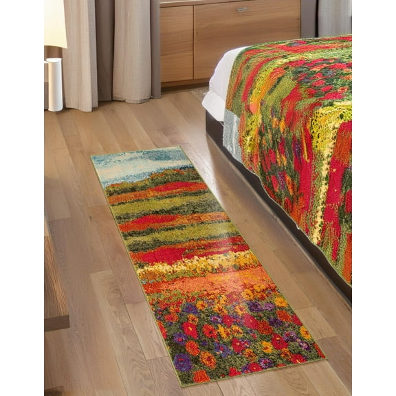 Unique Loom Estrella Collection Area Rug - Landis (2' 2" x 6' 9" Runner Multi/Cream)