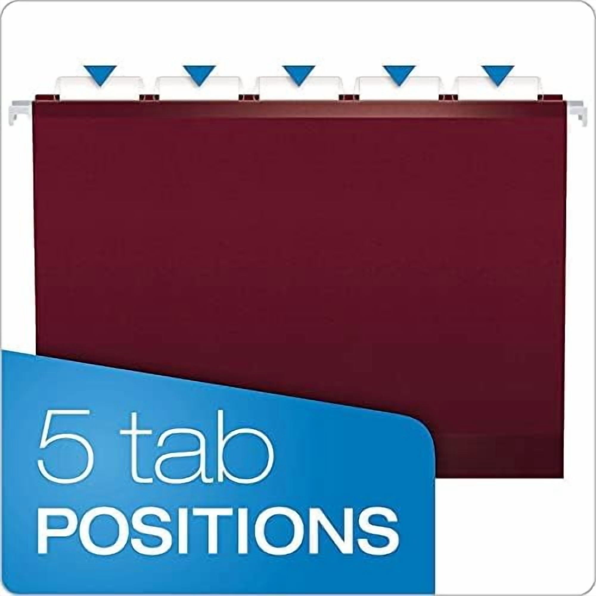 Reinforced Hanging Folders, Letter Size, Burgundy, 1/5 Cut, 25/BX (4152 1/5 BUR)