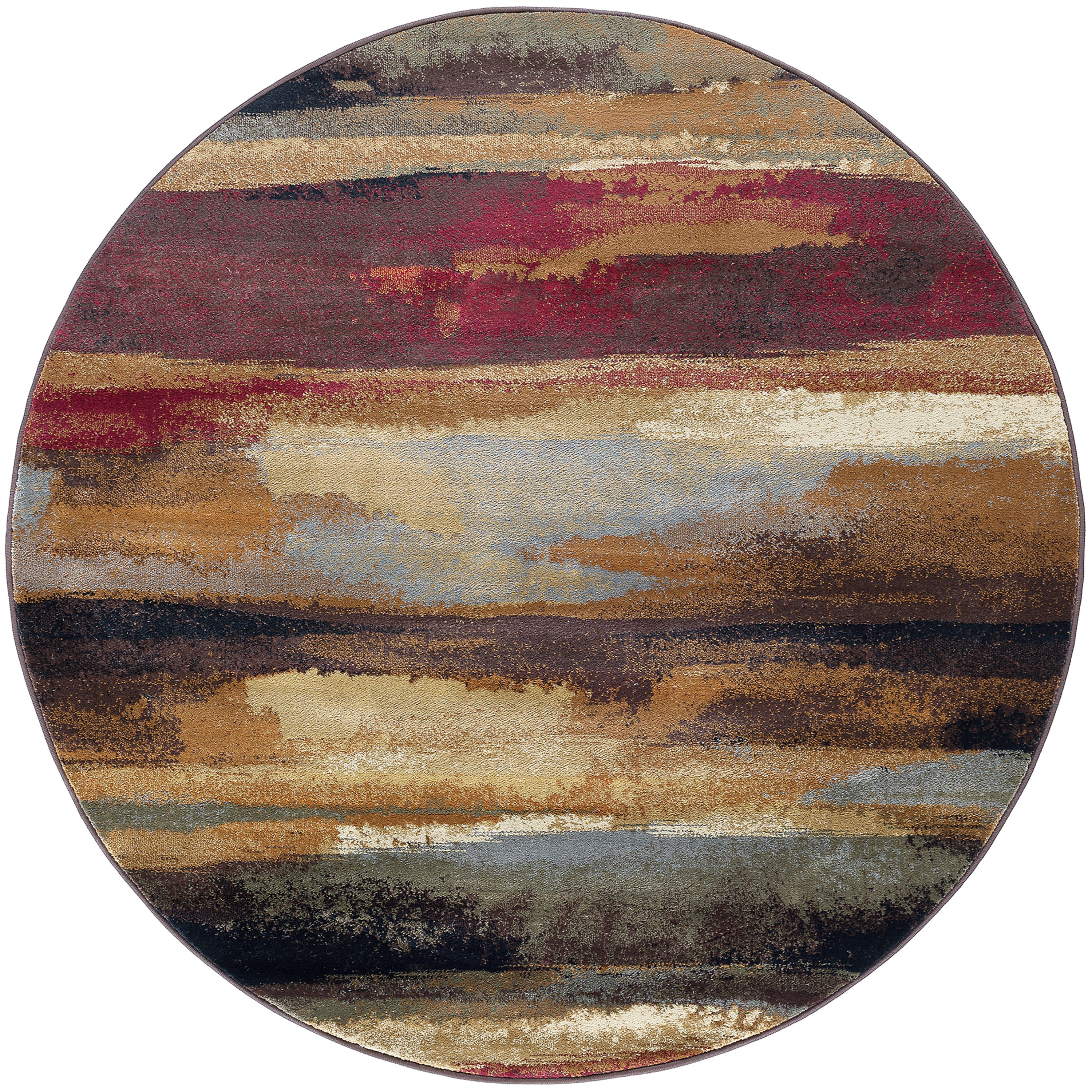 Festival Contemporary 8' Round Multi-Color Polypropylene Indoor Area Rug
