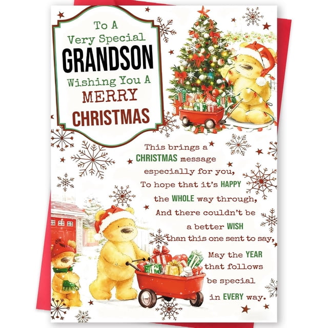 Tarjeta de Navidad BENNLOOS Divertida para Nieto Felices Fiestas
