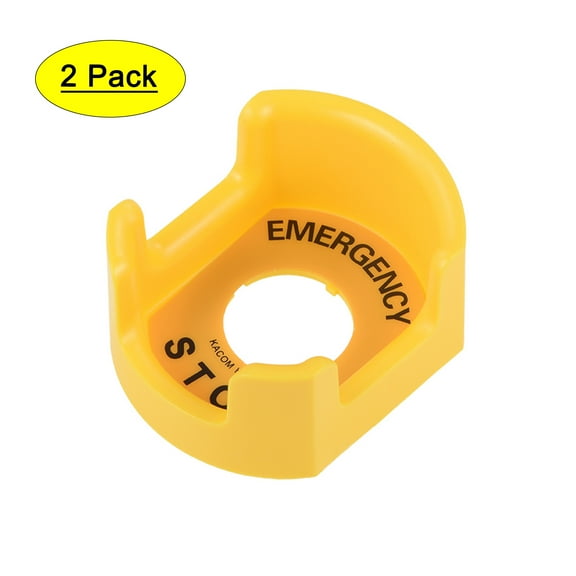 Uxcell 1.18" Push Switch Button Protective Cover With Warning Circle Yellow 2 Pack