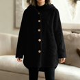 thumbnail image 7 of Plus Size Coat Plus Size Coats Bed Jackets for Women Fuzzy Fleece Jacket for Women Lightweight Cozy Button Hooded Shirts Womens Winter Coats Causal Plus Size Bed Jackets, Black-L, 7 of 7