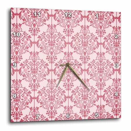 3drose, Pretty Pink and White Interconnected Damask Pattern, 10x10 Wall Clock