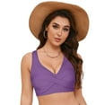thumbnail image 4 of NIEWTR Women's V Neck Tankini Top Ribbed Adjustable Spaghetti Straps Bikini Top Bathing Suit Swim Tops Twist Front Swim Bra Sexy Bikini Tops Swimsuit Gift Bikini Tops Only（purple，M）, 4 of 9