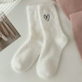 thumbnail image 2 of UJNDER Women's Crew Socks Embroidered Heart Thermal Cozy Socks for Winter White, 2 of 4