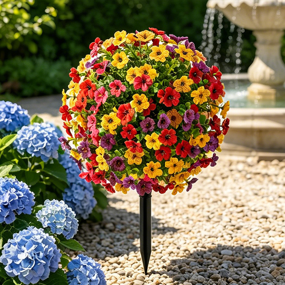 1PC Artificial Floor Flower Arrangement with Ground Spike Faux Plant Decoration for Outdoor Garden,Home Decoration