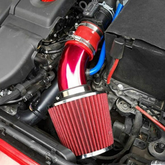 Red 3-inch car cold air intake filter induction tube power flow hose system parts United States-