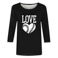 thumbnail image 4 of Runfenguu Spring Top For Women Ladies T Shirts Ladies' Printed Round Neck Three Quarter Sleeve 3/4 Sleeve T-Shirt Loose, 4 of 4