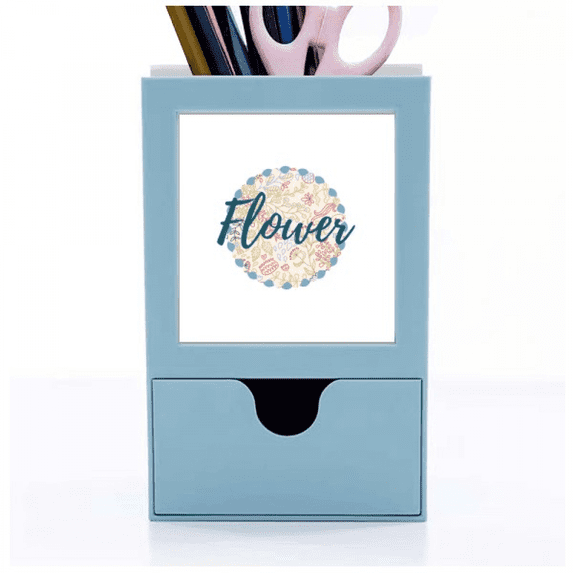 line flower paint Desk Supplies Organizer Pen Holder Card