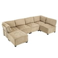 thumbnail image 2 of Modular Sectional Sofa U Shaped Modular Couch with Reversible Chaise Modular Sofa Sectional Couch, 6- Seat Convertible Sofa, Fit for Living Room (Brown), 2 of 11