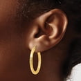 thumbnail image 3 of 14K Yellow Gold ForeverLite Polished and Textured Hoop Earrings - 30mm- Made In Italy, 3 of 6