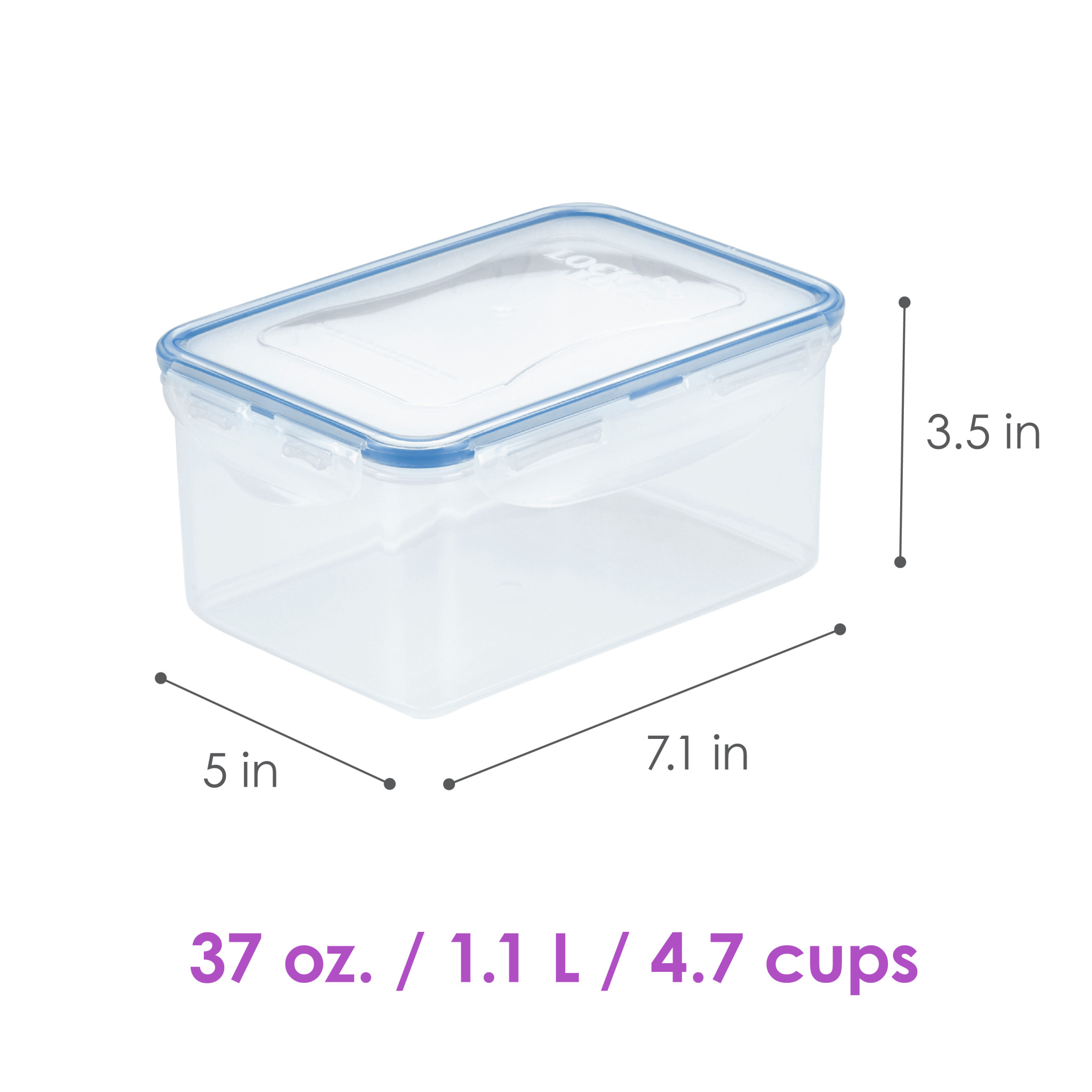 Yirtree Airtight Plastic Food Storage Container, Rectangular Small Storage Boxes, Microwave, Freezer and Dishwasher Safe, Size: 6.97 x 4.92 x 2.17