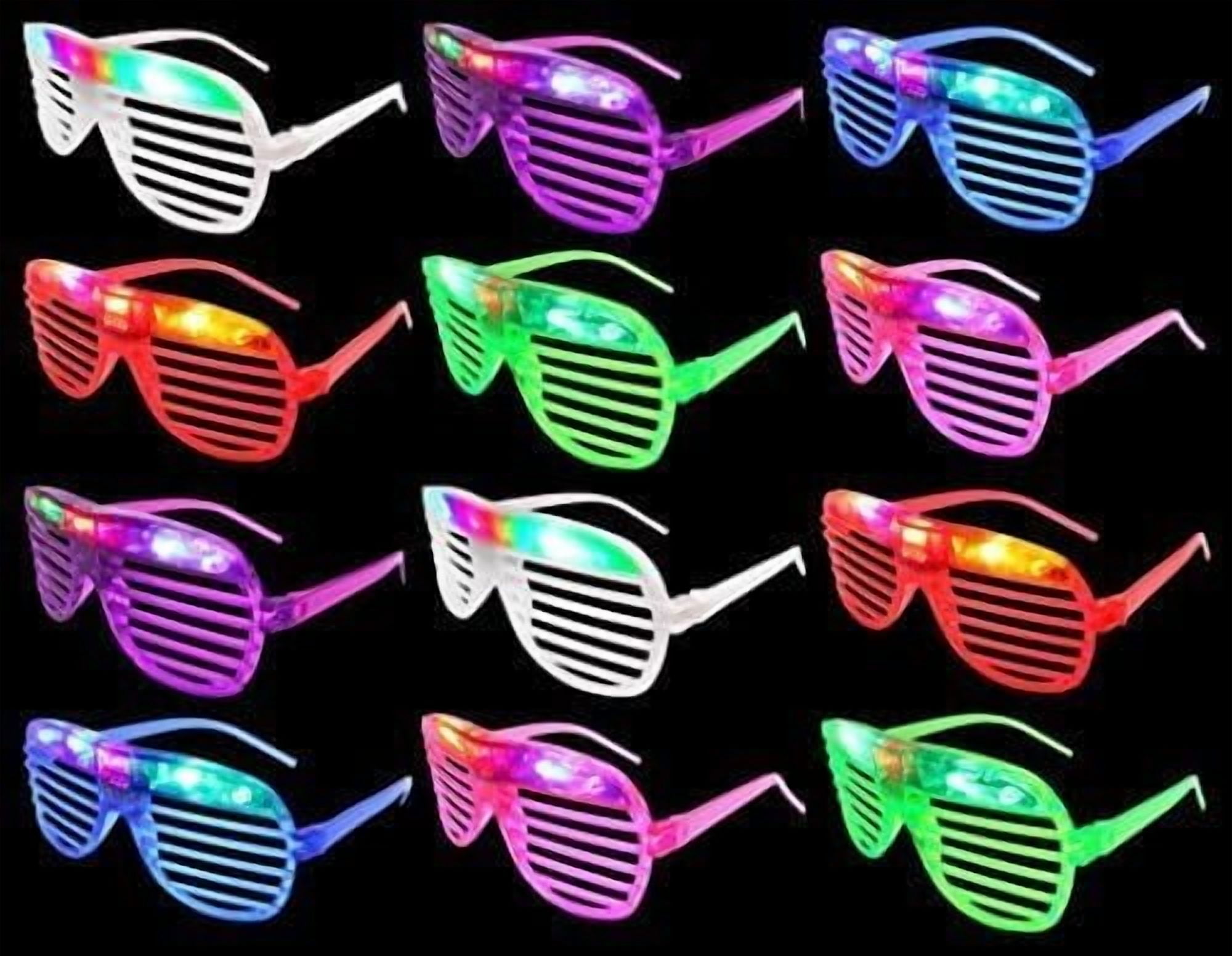 12 pcs Slotted Shutter Shade Sunglasses Blinking Led Light Up Eyeglasses  Flashing Party Gift Bag Fillers